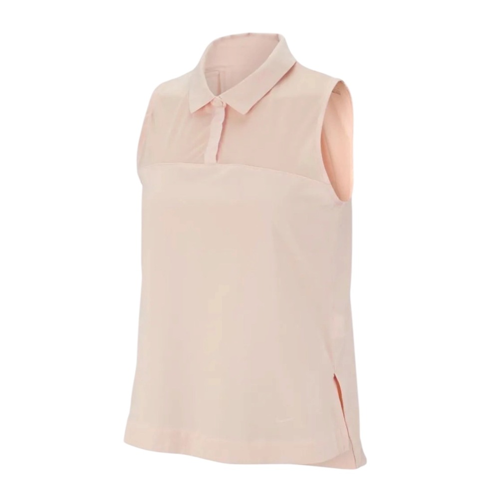 Nike Dri-FIT Womens Sleeveless Golf Polo Shirt Pink Pleated Back Large929112-611